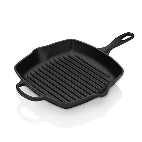 Produktbild: Le Creuset Signature Gusseisen-Grillpfanne, Quadratisch, 26 cm, Für alle Herdarten inkl. Induktion geeignet, 2,86 kg, Schwarz Matt, 20183260000422