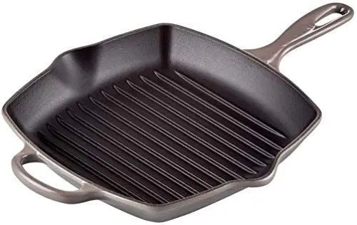 Produktbild: Le Creuset Signature Gusseisen-Grillpfanne, Quadratisch, 26 cm, Für alle Herdarten inkl. Induktion geeignet, 2,86 kg,lint, 20183264440422, Flint