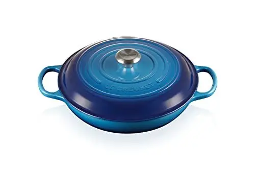 Produktbild: Le Creuset Signature Gusseisen Gourmet-Profitopf, Rund, Ø 30 cm, 3,5 l, Für alle Herdarten inkl. Induktion geeignet, 5,555 kg, Azure, 21180302202430