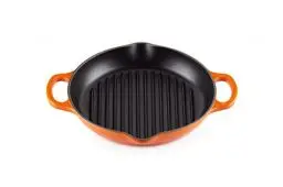 Produktbild: Le Creuset Signature Hohe runde Grillpfanne aus Gusseisen, für alle Herdarten und Backöfen, 25 cm, Ofenrot, 20208250900422