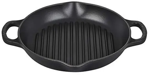 Produktbild: Le Creuset Signature Hohe runde Grillpfanne aus Gusseisen, für alle Herdarten und Backöfen, 25 cm, Schwarz matt, 20208250000422