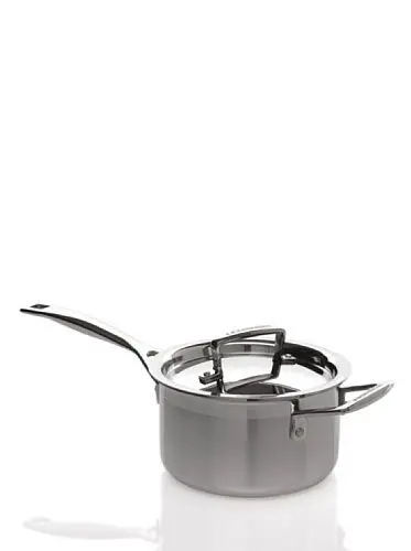 Produktbild: Le Creuset Stielkasserolle mit Deckel aus 3-ply Edelstahl, Ø 16 cm, Für alle Herdarten inkl. Induktion geeignet, Silber, 96200916001000
