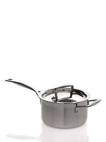Produktbild: Le Creuset Stielkasserolle mit Deckel aus 3-ply Edelstahl, Ø 20 cm, Für alle Herdarten inkl. Induktion geeignet, Silber, 96200920001000