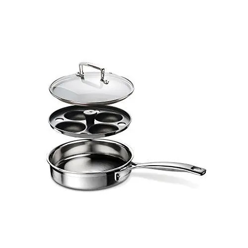 Produktbild: Le Creuset Unbeschichtete Sautépfanne mit Pochiereinsatz aus 3-ply Edelstahl, 20 x 5 cm, 96204220001000