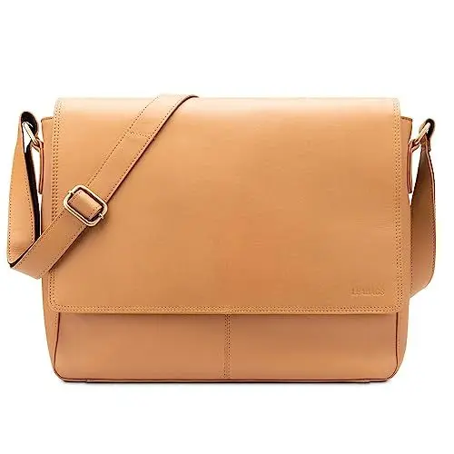 Produktbild: LEABAGS Messenger Bag, Oxford Echtleder Umhängetasche Herren Ständiger Begleiter, Leder Laptoptasche bis 15 Zoll Ausreichend Platz, Umhängetasche mit Schultergurt Begleiter Zur Arbeit
