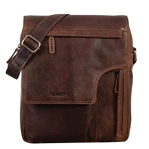 Produktbild: Leabags Leder Umhängetasche Herren & Damen I Echtleder Laptoptasche bis 13 Zoll I Messenger Bag mit Schultergurt I Schultertasche I Arbeitstasche I Tragetasche I Handtasche
