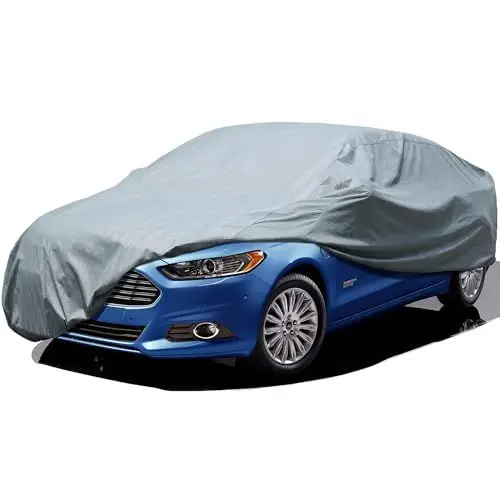 Produktbild: Leader Accessories 3-lagige atmungsaktive Vollgarage Autoplane leichte Ganzgarage Autoabdeckung für Innenbereich (Stufenheck-430x160x115cm,Hellgrau)