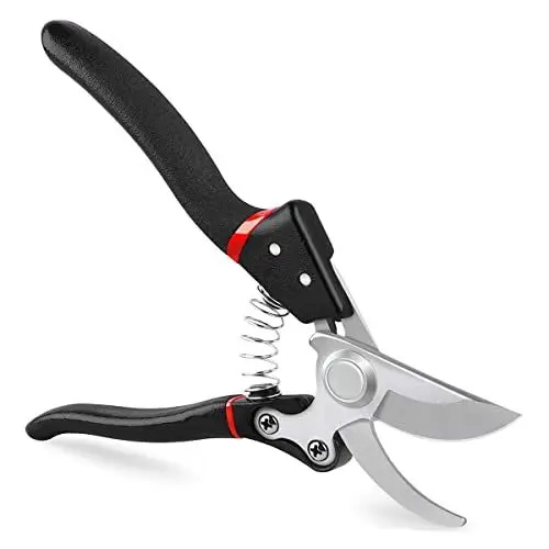 Produktbild: LeaderPro Gartenschere Mattierter Griff Baumschere Hochwertige Stahl-Klingen Rebschere Länge 20.5 cm Pflanzenschere Rosenschere Schwarz/Rot