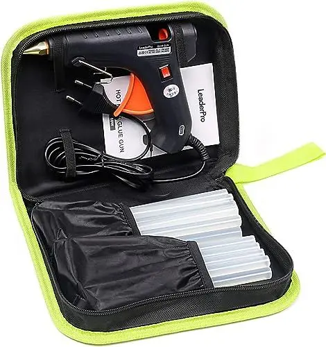 Produktbild: LeaderPro Heißklebepistole, Kleber für DIY Handarbeit, Klebepistole mit 11mm x 190mm x 20 Kleber Sticks und Werkzeugstasche (60W)