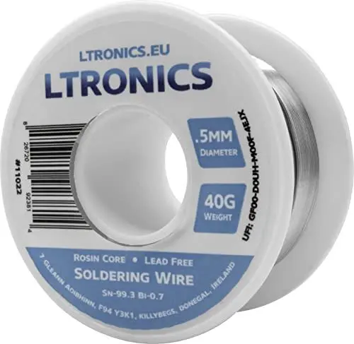 Produktbild: Lead-Free Sn99.3 Tin Bi0.7 Bismuth, Rosin Core Solder Wire Roll, 0.5mm, 40g