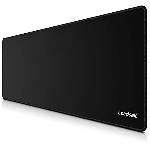 Produktbild: LeadsaiL Gaming Mauspad Groß (800 x 300 x 4mm) XXL Maus & Tastatur Mousepad, Antiwasser, Premium-texturiertes, rutschfeste Gummierte Unterseite Matte für Computer PC Professionelle Gamer - Schwarz