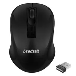 Produktbild: LeadsaiL Leise Funkmaus, Kabellose Muas 2.4G 1600 DPI 4 Tasten Optische Laptop Maus, Schlanke klick Computermaus, PC Maus mit USB Nano Empfänger, Eine AA-Batterie Enthalten (Black)