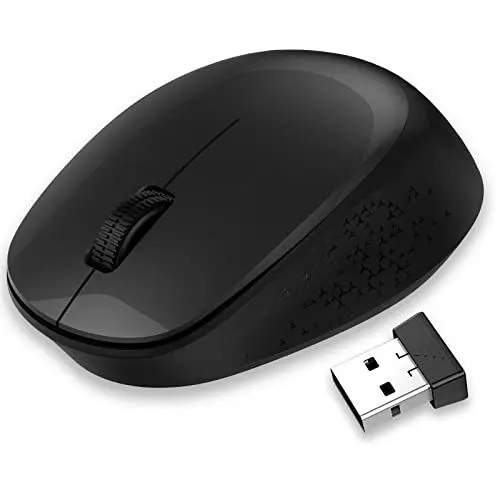 Produktbild: LeadsaiL Maus Kabellos, 2.4G Wireless Maus Leise mit USB Empfänger, 1600 DPI Optical Tracking, 3 Tasten Mäuse, Für Links- und Rechtshänder, Kompatibel mit PC, Mac, Laptop, Windows - Schwarz