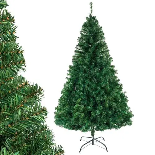 Produktbild: LEADZM 180/210/240cm Künstlicher Weihnachtsbaum, Tannenbaum künstlich mit Metallständer, Christbaum, PVC, für Zuhause, Büro, Geschäfte und Hotels (210 cm, Grün)
