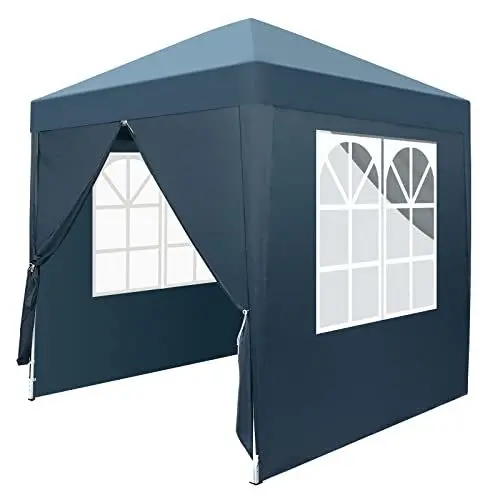 Produktbild: LEADZM 2x2m Pavillon,Pop-up,Winddicht,Wasserdicht,Faltpavillon,UV Schutz 50+,Höhenverstellbar,mit 4 Seitenteilen,für Outdoor,Garten,Party,Camping,Blau