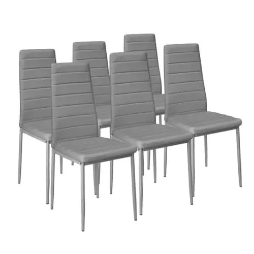 Produktbild: LEADZM Esszimmerstühle 6er Set mit hoher Rückenlehne wasserdicht für Esszimmer & Küche Küchenstühle Esszimmerstuhl Stühle 120kg (Grau, 6er Set)