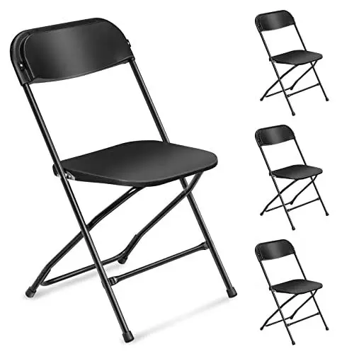 Produktbild: LEADZM Klappstühle 4er-Set,Gartenstuhl Klappbar,Tragbare Bürostuhl,Metallgestell aus Stahl, bis 158 KG, Geeignet für Partys, Hochzeiten, Picknicks,Campingstühle,Drinnen und Draußen,Schwarz