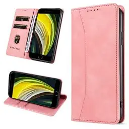 Produktbild: Leaisan Handyhülle für iPhone SE 2022/iPhone SE 2020 Hülle, iPhone 8/iPhone 7 Hülle, Premium Leder Flip Klappbare Stoßfeste Magnetische (Standfunktion) (Kartenfächern) Schutzhülle Tasche - Rose Gold