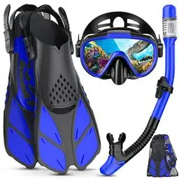 Produktbild: Lealinga Schnorchelset Erwachsene mit Verstellbare Taucherflossen Anti-Leck & Anti-Fog Taucherbrille und Dry Schnorchel, 3 in 1 Professionell Schnorcheln Set für Schnorcheln und Schwimmen