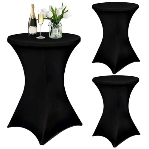 Produktbild: LeapBeast 3pcs Stehtisch Hussen,Stehtischhusse Ø80-85cm,Stehtischhussen für Bistrotisch,Stehtischhussen Stretchhusse,Verstärkung im Fußbereich,Stretch-Husse,Hussen Stehtische (Schwarz, 3pcs-80x110cm)