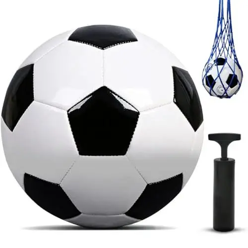 Produktbild: LeapBeast Fußball Größe 4/5, Trainingsball mit Aufblasgerät zum Aufpumpen, Klassisches Design in Schwarz-Weiß Kinderfußball für Indoor Outdoor Übung Team Trainin (Größe 4)