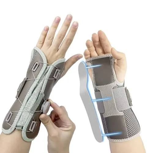 Produktbild: LeapBeast Handgelenkbandage,Handgelenkstütze mit Metall Linke und Rechte Hand,Verlängert Handgelenkschiene,Atmungsaktive,lindertSehnenentzündungen,Arthritis Karpaltunnelschmerzen (Grau)