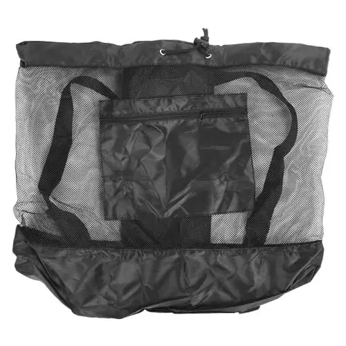 Produktbild: Leapiture Sport-Mesh-Tasche mit Kordel Zug Outdoor-Mesh-Tasche Sport-Ausrüstung Mesh-Ausrüstung Träger Team Arbeit Ball Taschen für Strand, Reise Fitness Studio Schwimmen Camping (L)