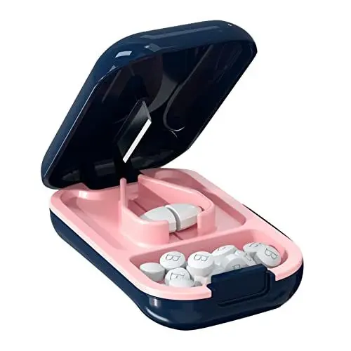 Produktbild: Leapiture tragbarer Tablettenschneider, Box für Haushaltsmedikamente, Nahrungsergänzungsmittel mit Edelstahlklinge, schneidet Vitamintabletten für die Handtasche