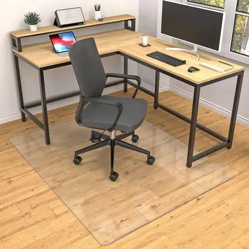 Produktbild: LeapYouth Premium-Bürostuhl-Matte für Hartholzböden, 91,4 x 121,9 cm, transparenter Bodenschutz für Rollstühle, leicht gleitende Hartbodenmatte für Zuhause, Büro, Computertisch