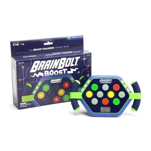 Produktbild: Learning Resources BrainBolt Boost, ab 5 Jahren, Gedächtnisspiel für Kinder, tragbares Memoryspiel mit 3 Modi & LED-Tasten, Lernspiel für Reisen & Konzentration, 1 Spieler