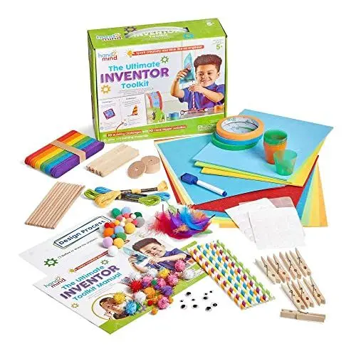 Produktbild: Learning Resources Der Coole Erfinder-Baukasten, ab 5 Jahren, 10 Konstruktionsherausforderungen und 280 kindgerechte Baumaterialien, BAU-Spielzeug, naturwissenschaftlicher Baukasten für Kinder, Mint
