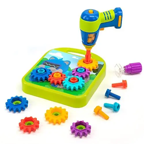 Produktbild: Learning Resources Design & Drill Zahnradwerkstatt, 55 Teile mit elektrischem Spielzeugbohrer, MINT-Spielzeug, für Jungen und Mädchen ab 3 Jahren
