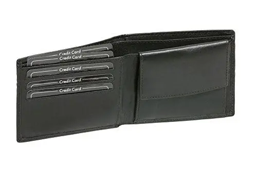 Produktbild: LEAS Geldbörse Herren extra dünn mit RFID Schutz, Herren Geldbeutel flach in Echt-Leder, Portmonee im Querformat, schwarz 11,5x9x1,5cm (LxBxH)