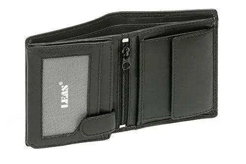 Produktbild: LEAS Mini-Kombibörse mit Riegel RFID- Schutz extra dünn im Hochformat Echt-Leder, schwarz Mini-Edition