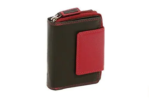 Produktbild: LEAS Reißverschlussbörse Echt-Leder, schwarz-rot 12x9x3,5cm (LxBxH) Zipper-Collection