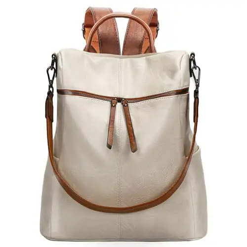 Produktbild: Leathario Rucksack Damen Klein aus veganem Leder Schultertasche Handtasche Cityrucksack für Frauen Mädchen Elegant für Reise Freizeit Einkauf Arbeit