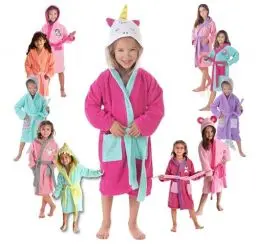 Produktbild: LEBENGOOD - Bademantel für Mädchen, Kinder - 100% Baumwolle OEKO-TEX® - 2 Taschen, Gürtel, Kapuze, Plüsch sehr weich mit Stickerei (6_years, 8_years, Amelie)