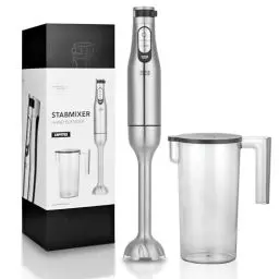 Produktbild: LEBENLANG Premium 1200W Stabmixer Edelstahl - Inkl. 1000ml Messbecher & Spritzschutz I Stufenlos verstellbar & Turbo I Elektrische Hand Blender Pürierstab Edelstahl Zauberstab Mixstab Purierstabmixer
