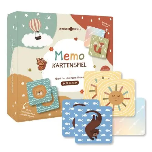 Produktbild: Lebenskompass® Memo Spiel für Kinder Liebevolles Merkspiel ab 3 Jahren Lernspielzeug für Konzentration - 48 Karten