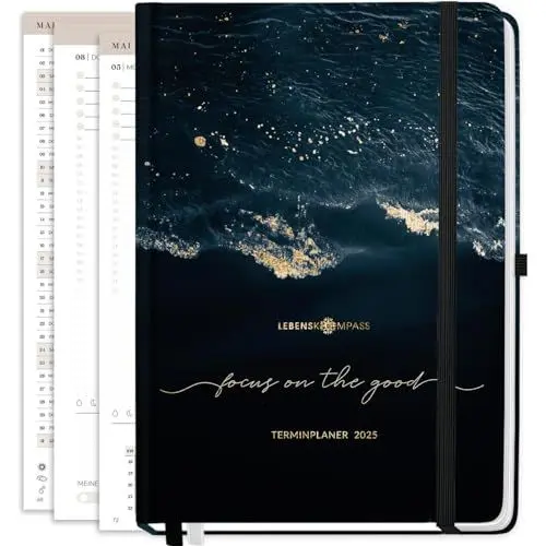 Produktbild: Lebenskompass Kalender 2025 Buchkalender A4 - Schöner Wochenkalender & Terminplaner 2025 - stabiles Hardcover - Taschenkalender 2025 - Buchkalender A4 + Viele Extras