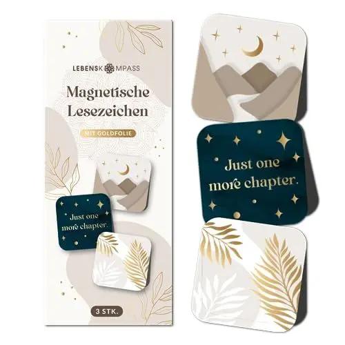 Produktbild: Lebenskompass® Magnetische Lesezeichen - elegante Magnetlesezeichen mit stilvollen Designs und Goldprägung - Lesezeichen magnetisch ideal für Bücher