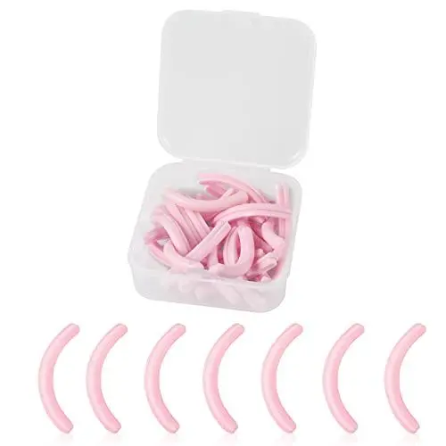Produktbild: LEBQ 24 Stück Wimpernzange Pads Wimper Pads Silikon Gummi Wimpernzange Ersatz Pads für Universal Wimpernzange mit Einer Klaren Aufbewahrungsbox (Rosa)