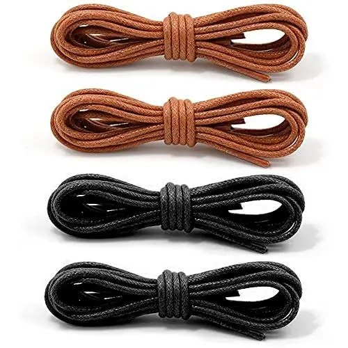 Produktbild: LEBQ 3 Paare Runde Schwarze Schnürsenkel und 3 Paare Dünne Braune Schnürsenkel Gewachst mit 2,5 mm Breite und 80 cm Länge für Männer und Damen Kleid Schuhe Leder