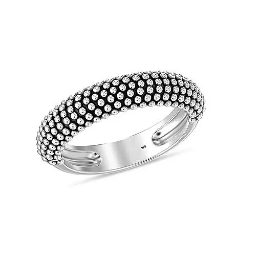 Produktbild: LeCalla Ring aus 925er Sterlingsilber mit Kaviarperlen für Damen, hypoallergener Schmuck, Antik-Finish, Ring für Damen, Größe – 7