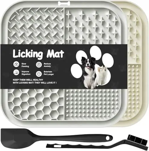 Produktbild: Leckmatte für Hunde und Katzen mit Saugnäpfen, langsames Füttern, Lecken für Angstzustände, Hundespielzeug, Fütterungsmatte für Butter, Joghurt, Erdnuss, Haustier-Badetrainingsmatte, 20 * 20cm