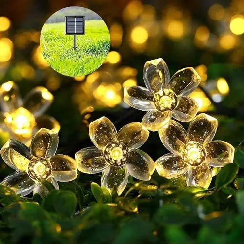 Produktbild: Lecone Solar Lichterketten Aussen 7M 50 LED Blume LED Lichterkette Außen, Lichterkette Garten Blume, Solar Beleuchtung Lichterkette Weihnachtsbeleuchtung Weihnachtsdeko für Party, Weihnachten, Outdoor