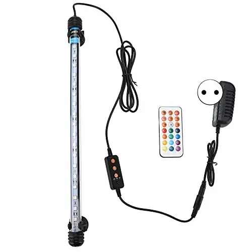 Produktbild: Pssopp LED Aquariumleuchte Unterwasserbeleuchtung mit Fernbedienung (EU Plug 18 lamp Beads, Weiß, ABS Material)