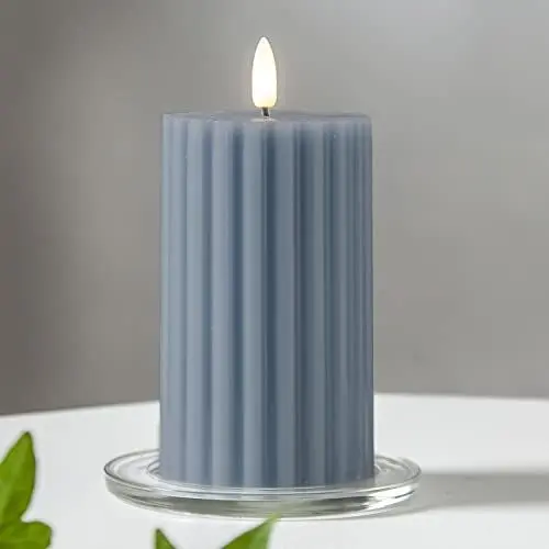 Produktbild: LED Blockkerze Flamme Stripe aus Wachs
