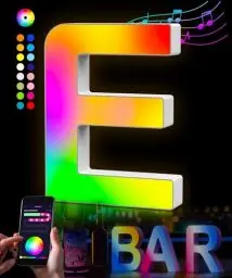 Produktbild: LED Buchstaben Lichter Alphabet - LED Brief Licht mit USB-Netzteil，APP-Kontrolle Musik Sync Dimmbar für Geburtstag Weihnachten Hochzeit Party Valentinstag & Festival Dekoration - Buchstaben I