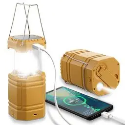 Produktbild: LED Campinglampe Solar, Wasserdicht LED Camping Laterne, Notfallleuchte mit Handkurbel, Eingebaute 3000mAh Akku für Wandern, Angeln, SOS, Ausfälle